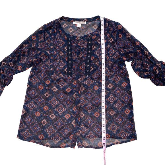 Forever 21 Contemporary Boho Print Purple Blouse Size S - Picture 5 of 7